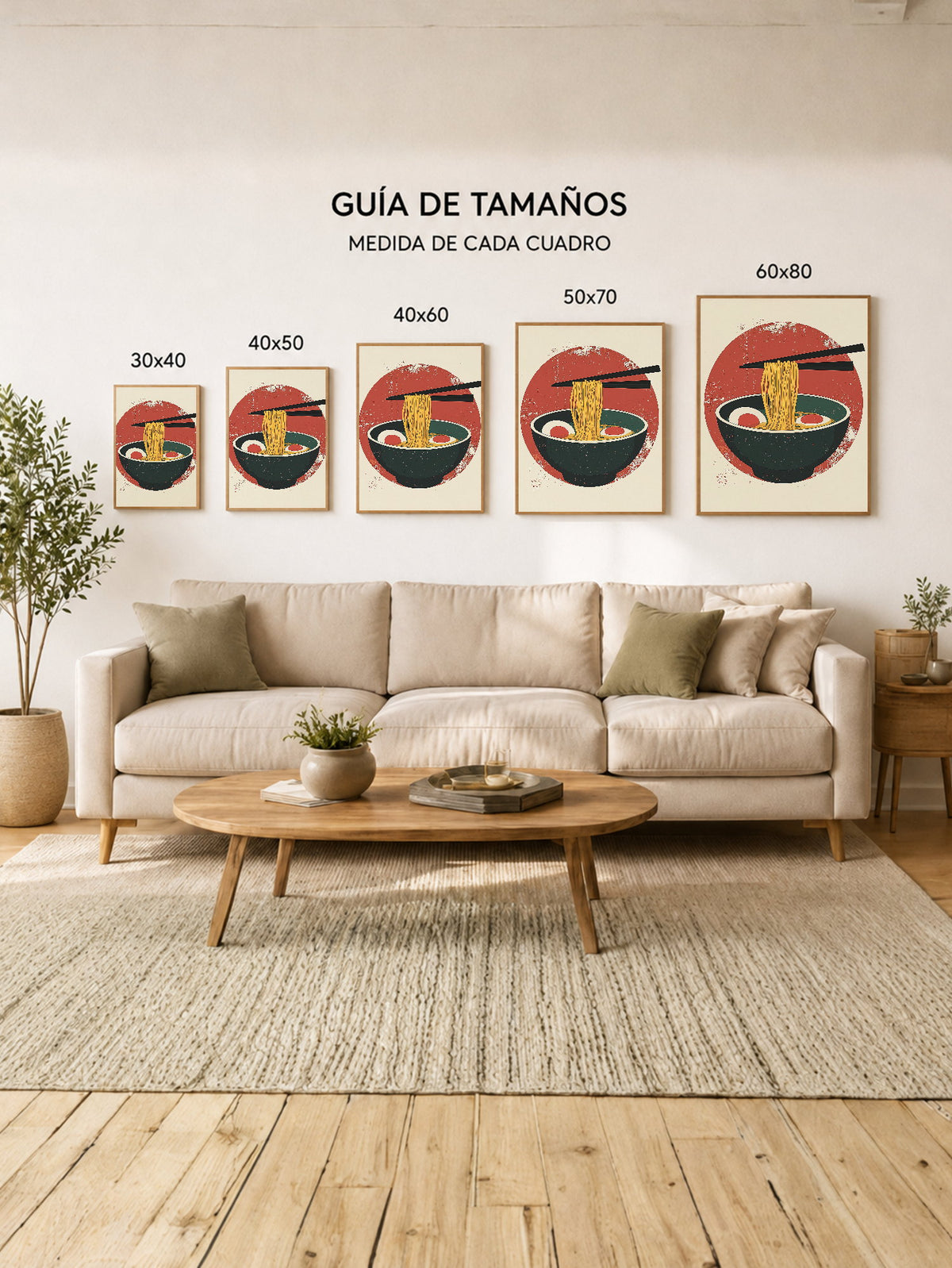 Cuadro Decorativo Trendy, Ramen Sol Rojo Minimal