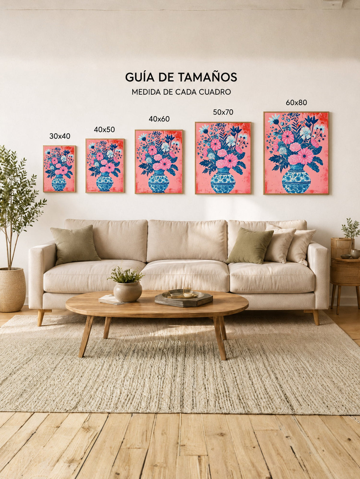 Cuadro Decorativo Trendy, Ramo Flores Jarrón Porcelana Azul
