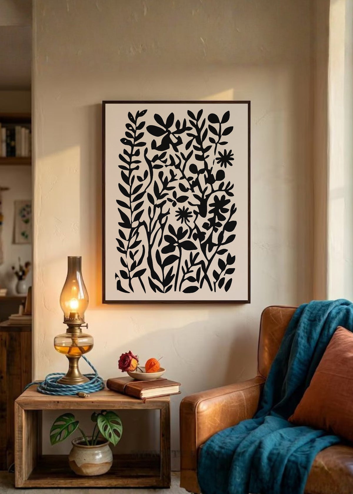 Cuadro Decorativo Trendy, Ramo Flores Mantel Rayas Rosa