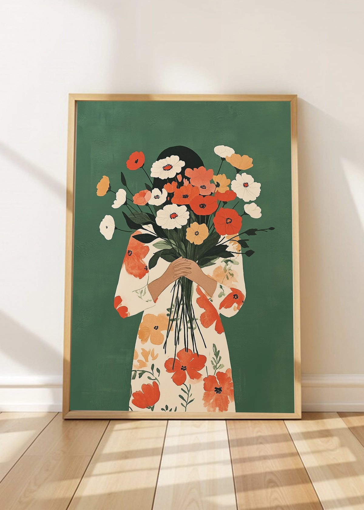 Cuadro Decorativo Trendy, Ramo Flores Verde Naranja