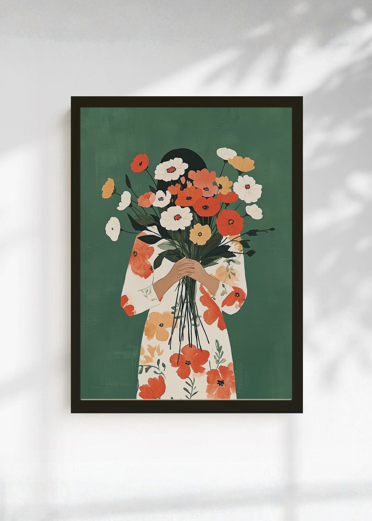 Cuadro Decorativo Trendy, Ramo Flores Verde Naranja