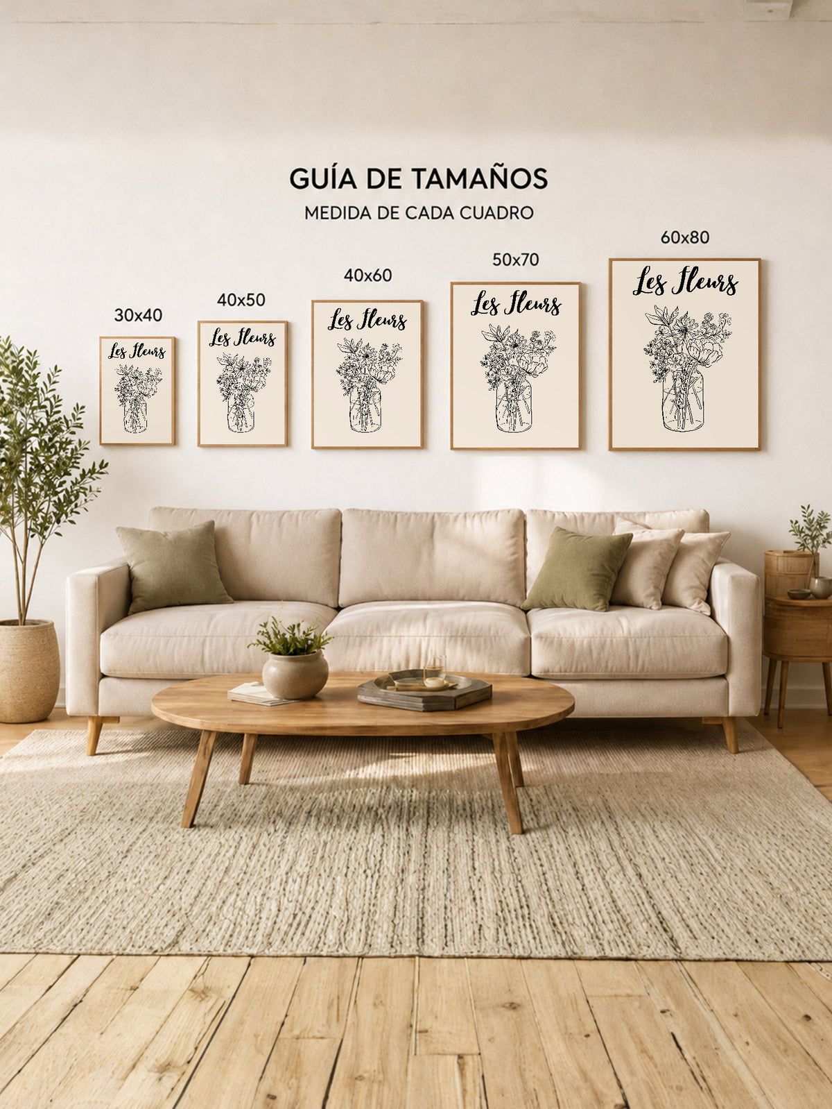 Cuadro Decorativo Trendy, Ramo Línea Negra Crema