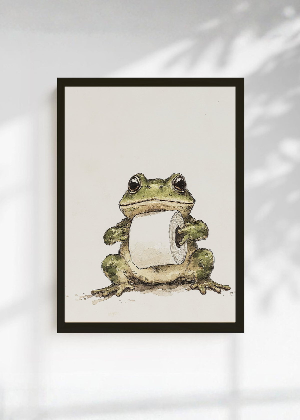Cuadro Decorativo Trendy, Rana Baño Humor Crema
