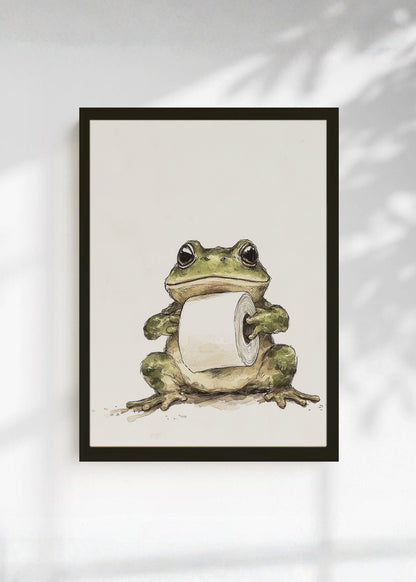 Cuadro Decorativo Trendy, Rana Baño Humor Crema