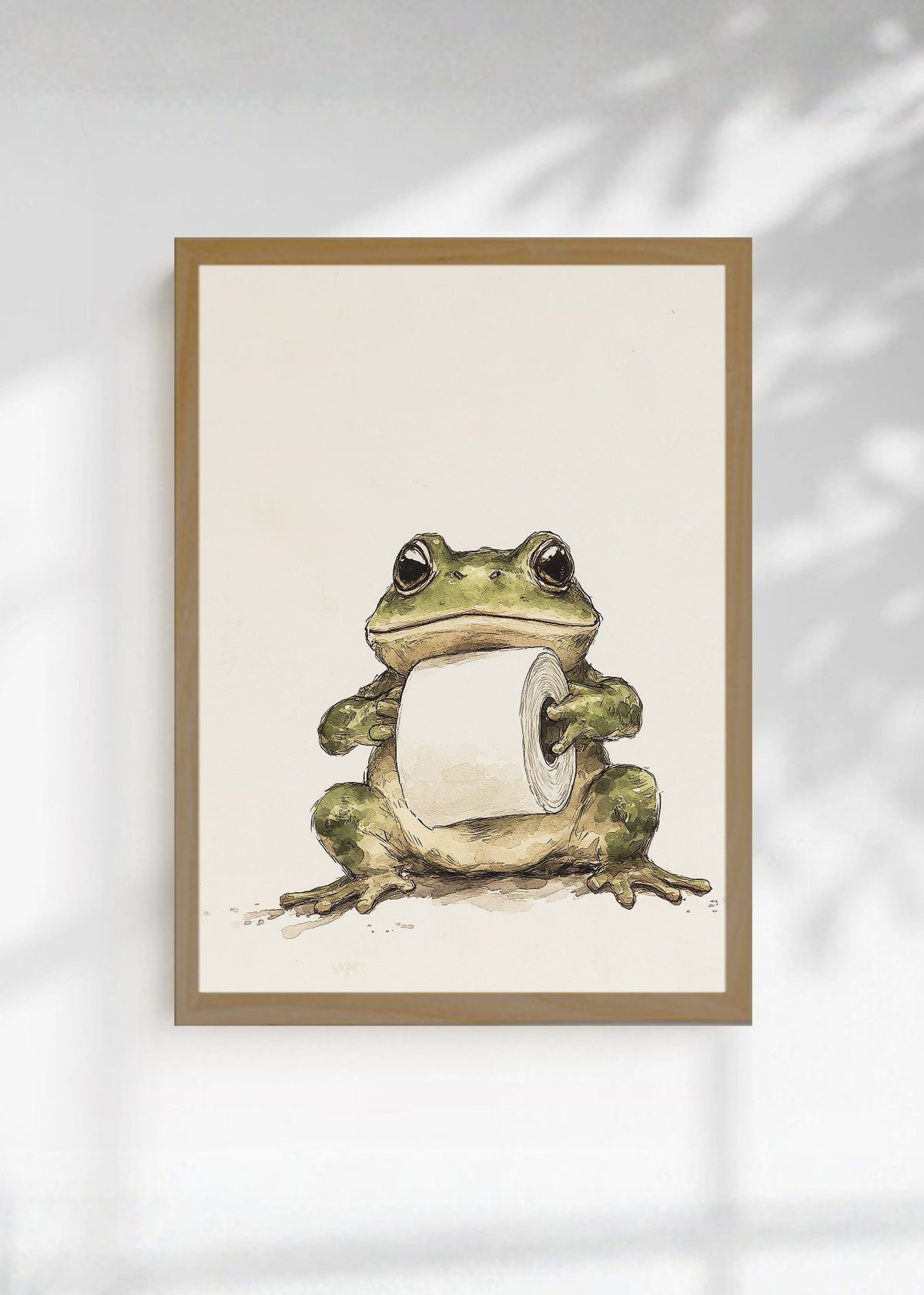 Cuadro Decorativo Trendy, Rana Baño Humor Crema