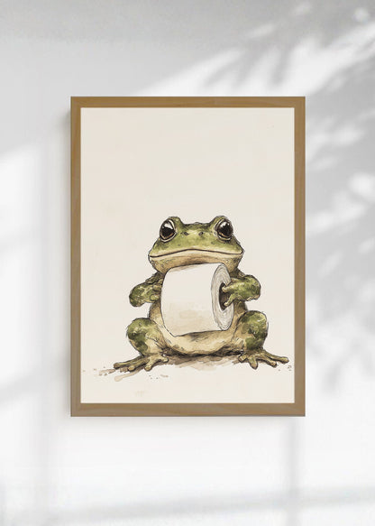 Cuadro Decorativo Trendy, Rana Baño Humor Crema
