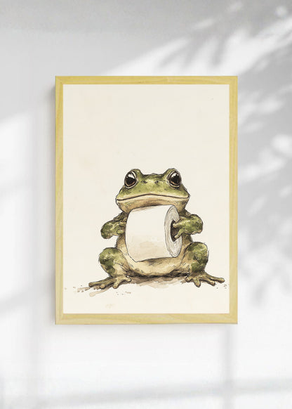 Cuadro Decorativo Trendy, Rana Baño Humor Crema