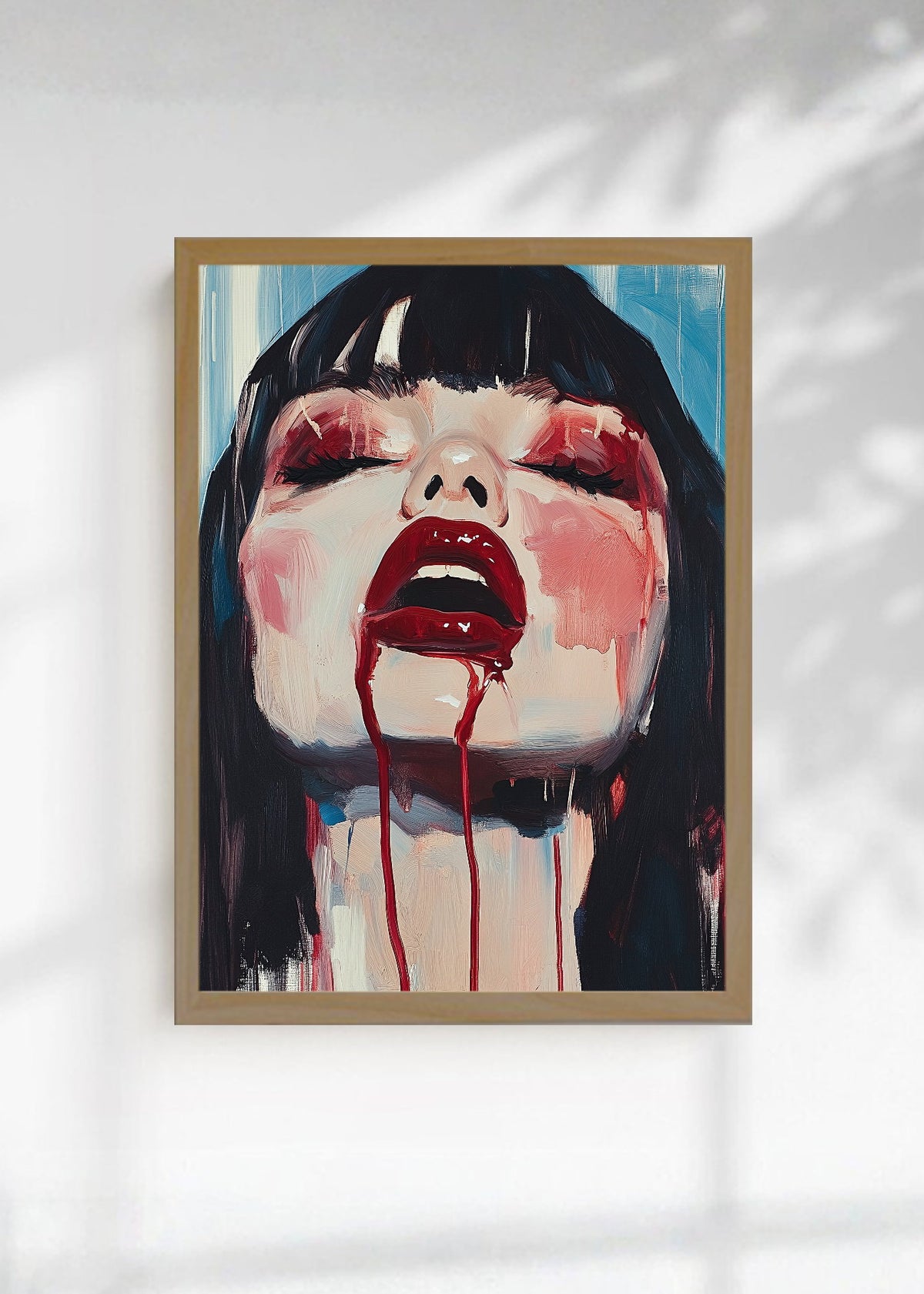 Cuadro Decorativo Trendy, Retrato Flequillo Rojo Dramático