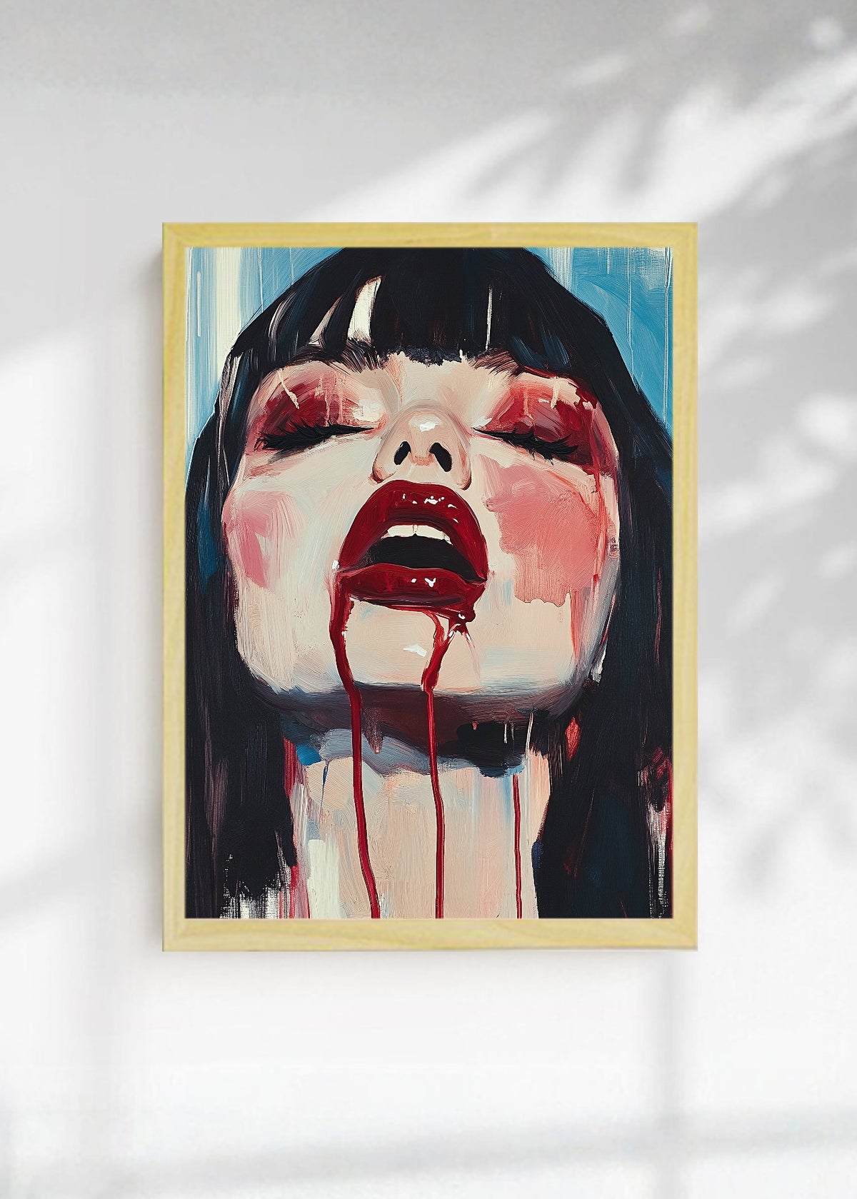 Cuadro Decorativo Trendy, Retrato Flequillo Rojo Dramático