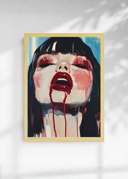 Cuadro Decorativo Trendy, Retrato Flequillo Rojo Dramático