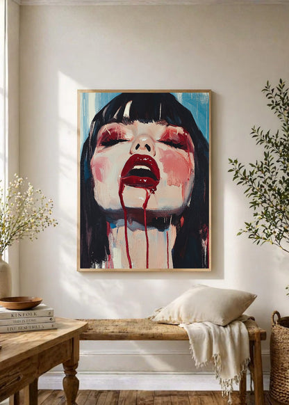 Cuadro Decorativo Trendy, Retrato Flequillo Rojo Dramático