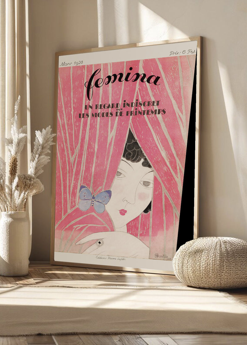 Retrato Vintage Cortina Rosa