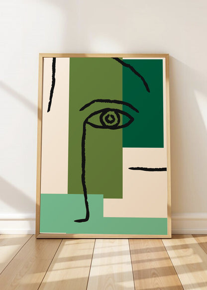Cuadro Decorativo Trendy, Rostro Línea Bloques Verde