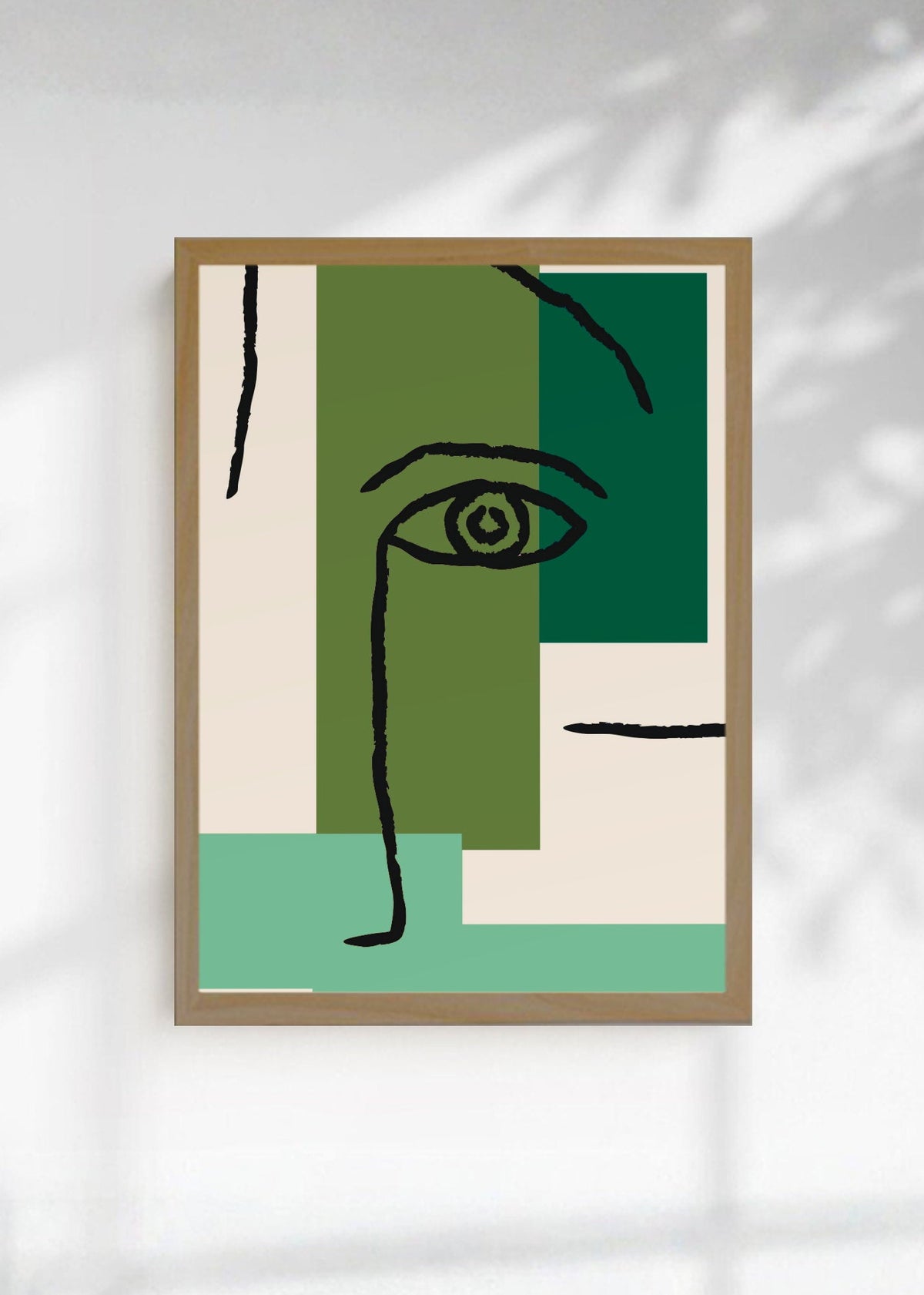 Cuadro Decorativo Trendy, Rostro Línea Bloques Verde