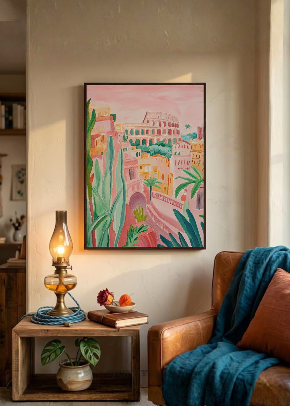 Cuadro Decorativo Trendy, Ruinas Romanas Rosa Verde