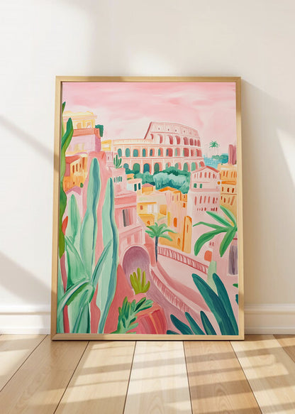Cuadro Decorativo Trendy, Ruinas Romanas Rosa Verde