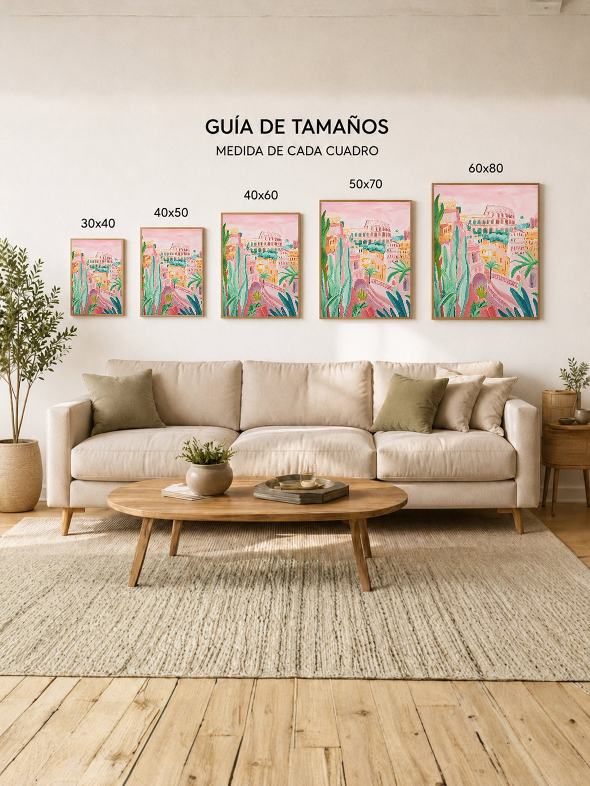 Cuadro Decorativo Trendy, Ruinas Romanas Rosa Verde