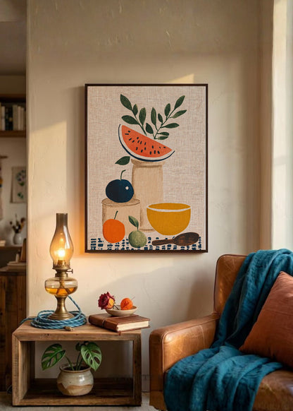 Cuadro Decorativo Trendy, Sandia Frutas Lino Beige