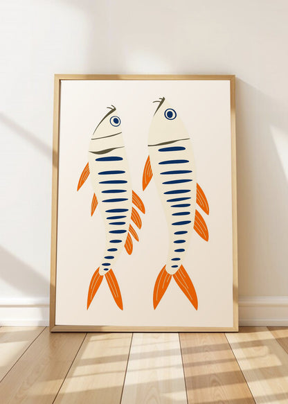 Cuadro Decorativo Trendy, Sardinas Dos Naranja Azul