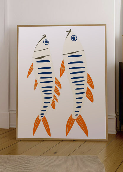 Cuadro Decorativo Trendy, Sardinas Dos Naranja Azul