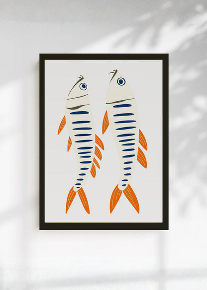 Cuadro Decorativo Trendy, Sardinas Dos Naranja Azul