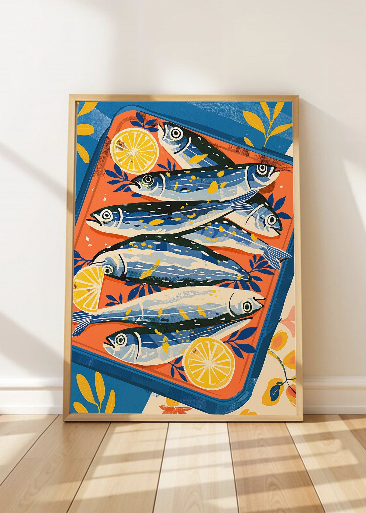 Cuadro Decorativo Trendy, Sardinas Lata Azul Naranja