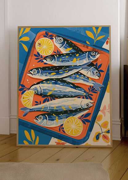 Cuadro Decorativo Trendy, Sardinas Lata Azul Naranja