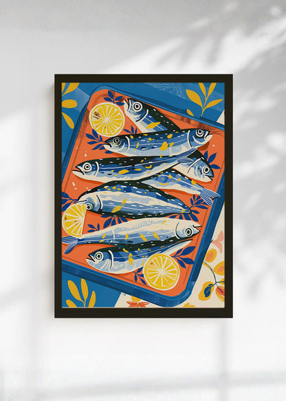 Cuadro Decorativo Trendy, Sardinas Lata Azul Naranja