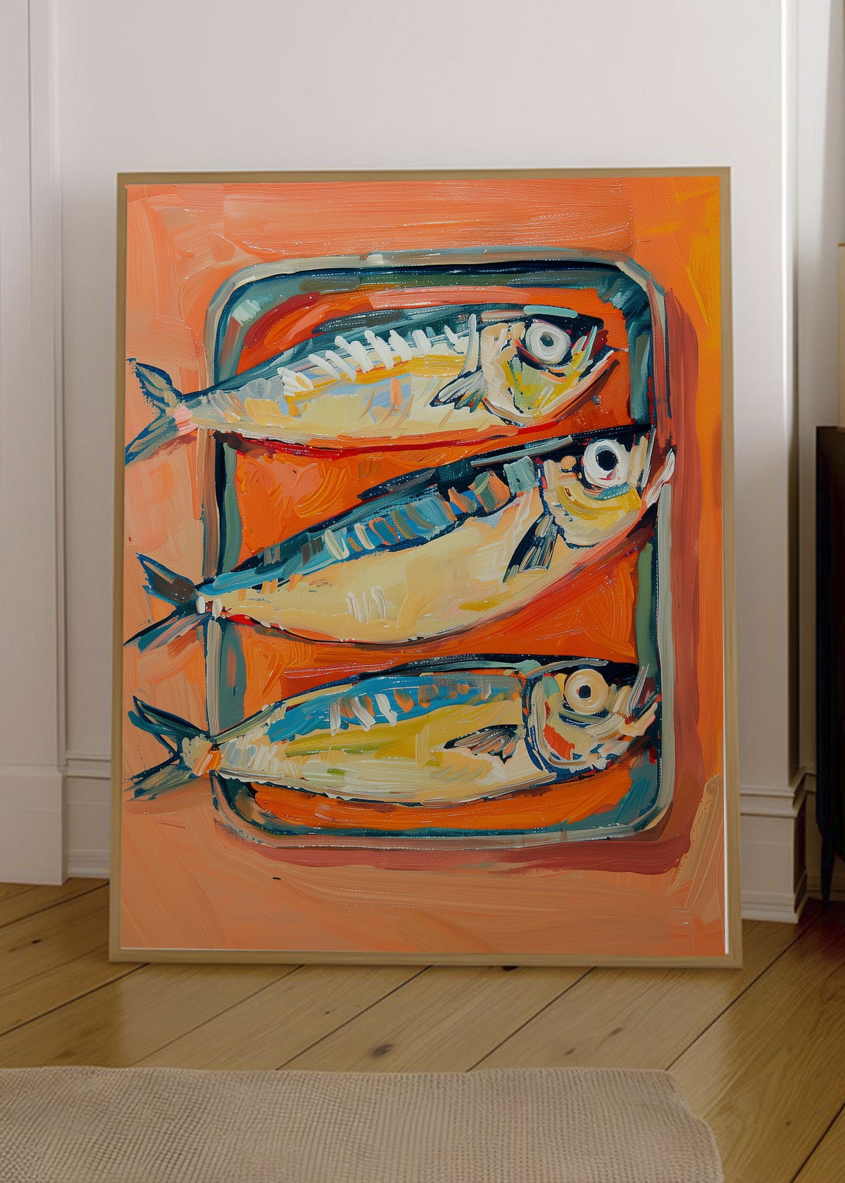 Cuadro Decorativo Trendy, Sardinas Lata Naranja Azul