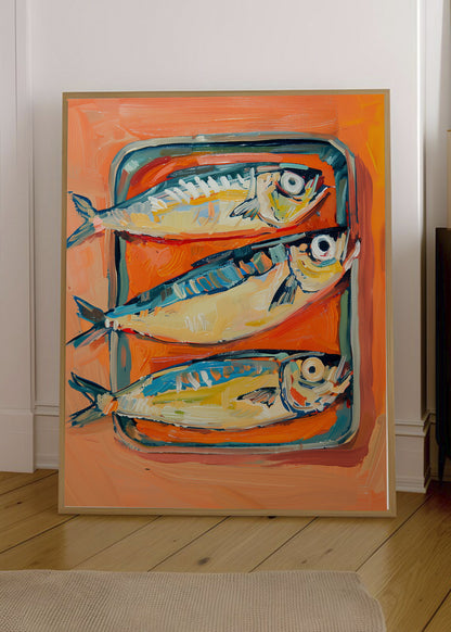 Cuadro Decorativo Trendy, Sardinas Lata Naranja Azul