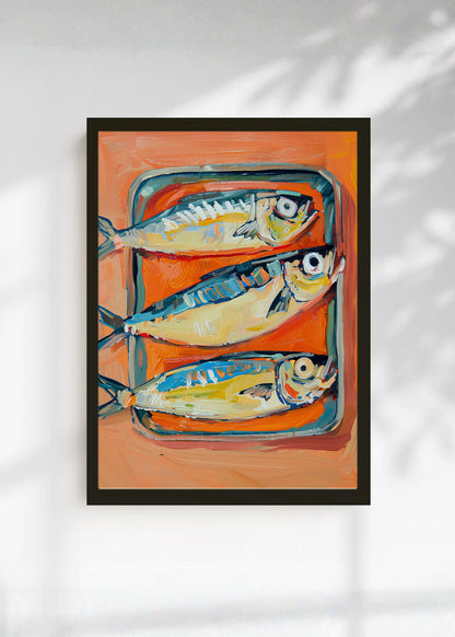 Cuadro Decorativo Trendy, Sardinas Lata Naranja Azul
