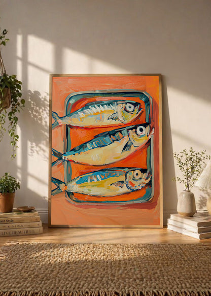 Cuadro Decorativo Trendy, Sardinas Lata Naranja Azul