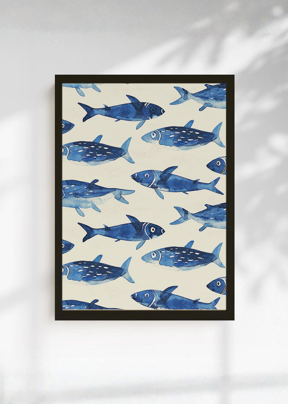 Cuadro Decorativo Trendy, Sardinas Patrón Azul Crema