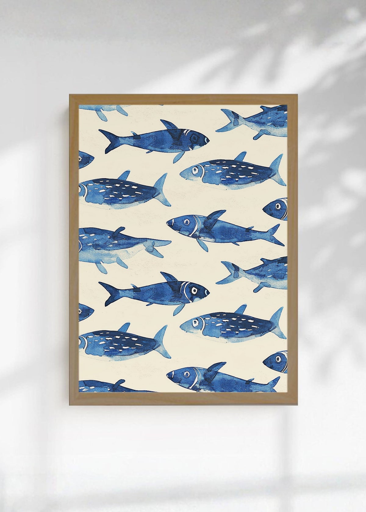 Cuadro Decorativo Trendy, Sardinas Patrón Azul Crema