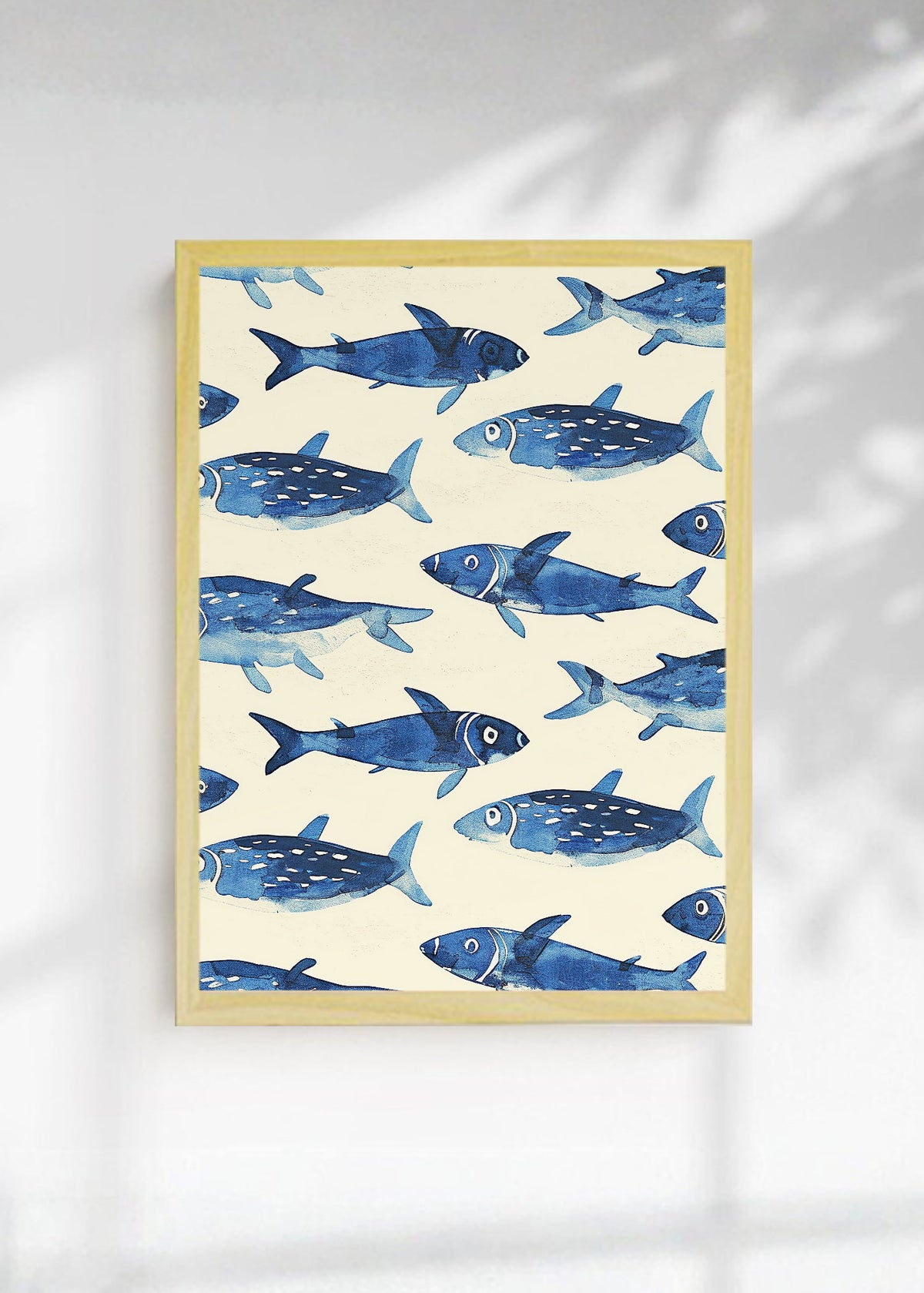 Cuadro Decorativo Trendy, Sardinas Patrón Azul Crema