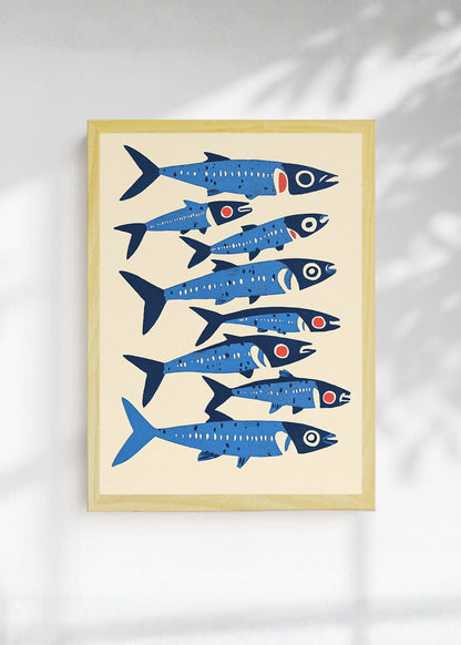 Cuadro Decorativo Trendy, Sardinas Patrón Azul Indigo
