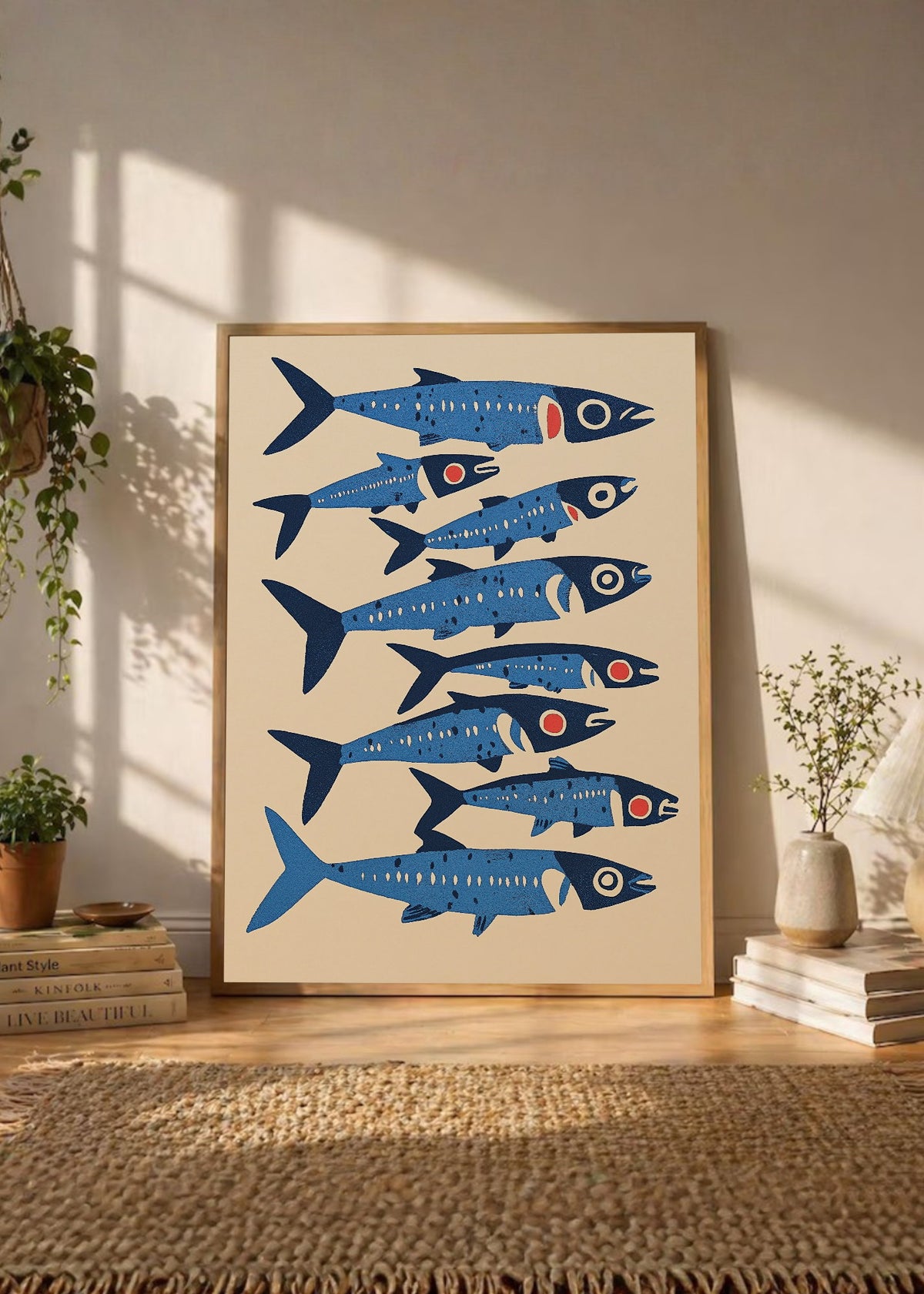 Cuadro Decorativo Trendy, Sardinas Patrón Azul Indigo