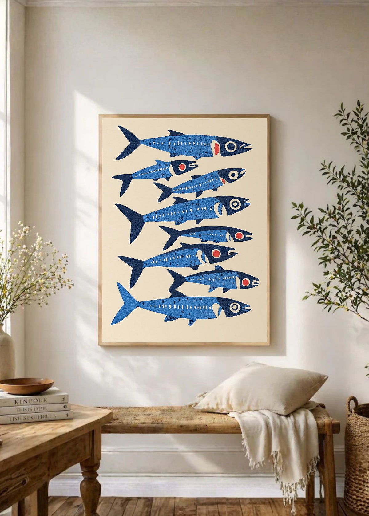 Cuadro Decorativo Trendy, Sardinas Patrón Azul Indigo