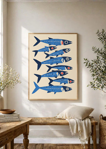 Cuadro Decorativo Trendy, Sardinas Patrón Azul Indigo