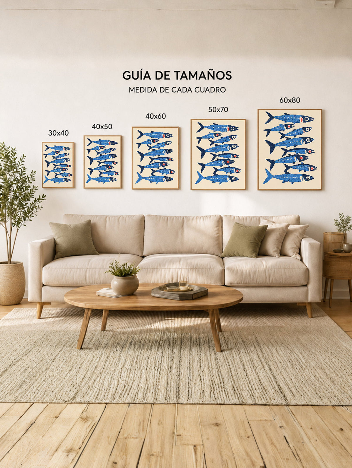Cuadro Decorativo Trendy, Sardinas Patrón Azul Indigo