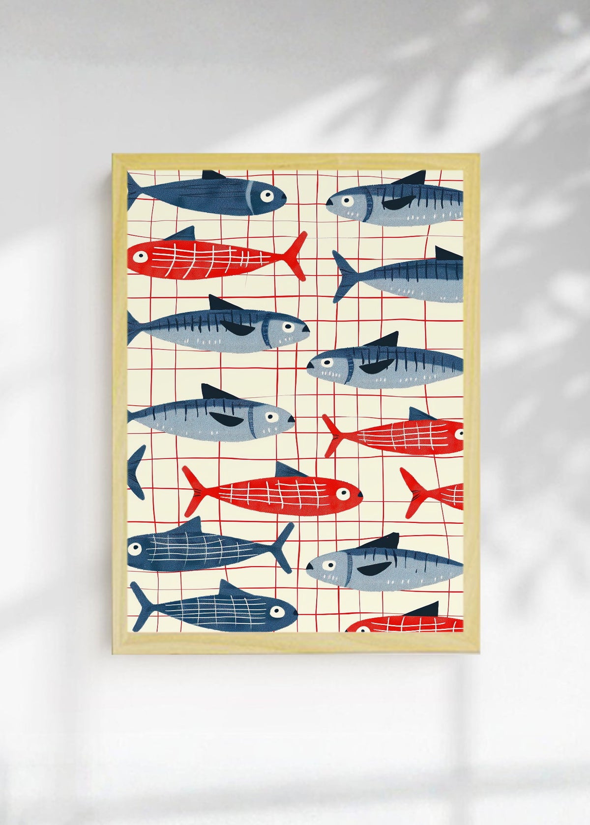 Cuadro Decorativo Trendy, Sardinas Patrón Rojo Azul