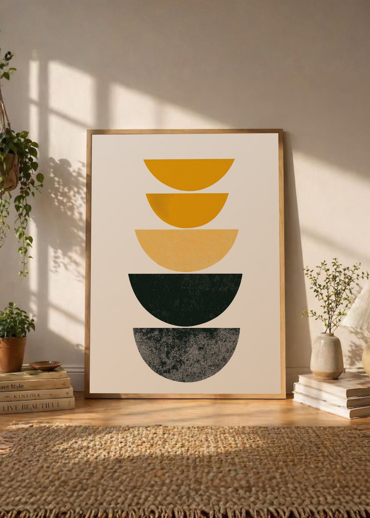 Cuadro Decorativo Trendy, Semicirculos Amarillo Negro
