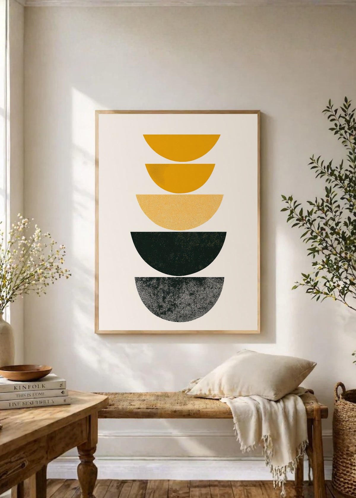 Cuadro Decorativo Trendy, Semicirculos Amarillo Negro