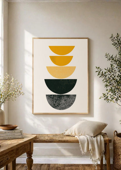 Cuadro Decorativo Trendy, Semicirculos Amarillo Negro