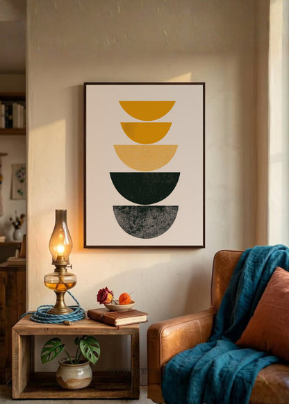 Cuadro Decorativo Trendy, Semicirculos Amarillo Negro