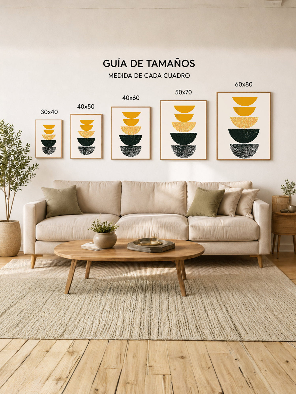 Cuadro Decorativo Trendy, Semicirculos Amarillo Negro