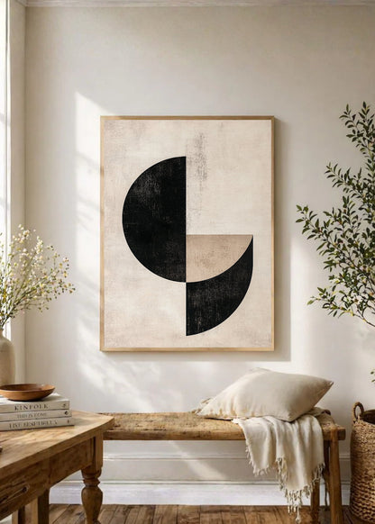 Cuadro Decorativo Trendy, Semicirculos Negro Beige