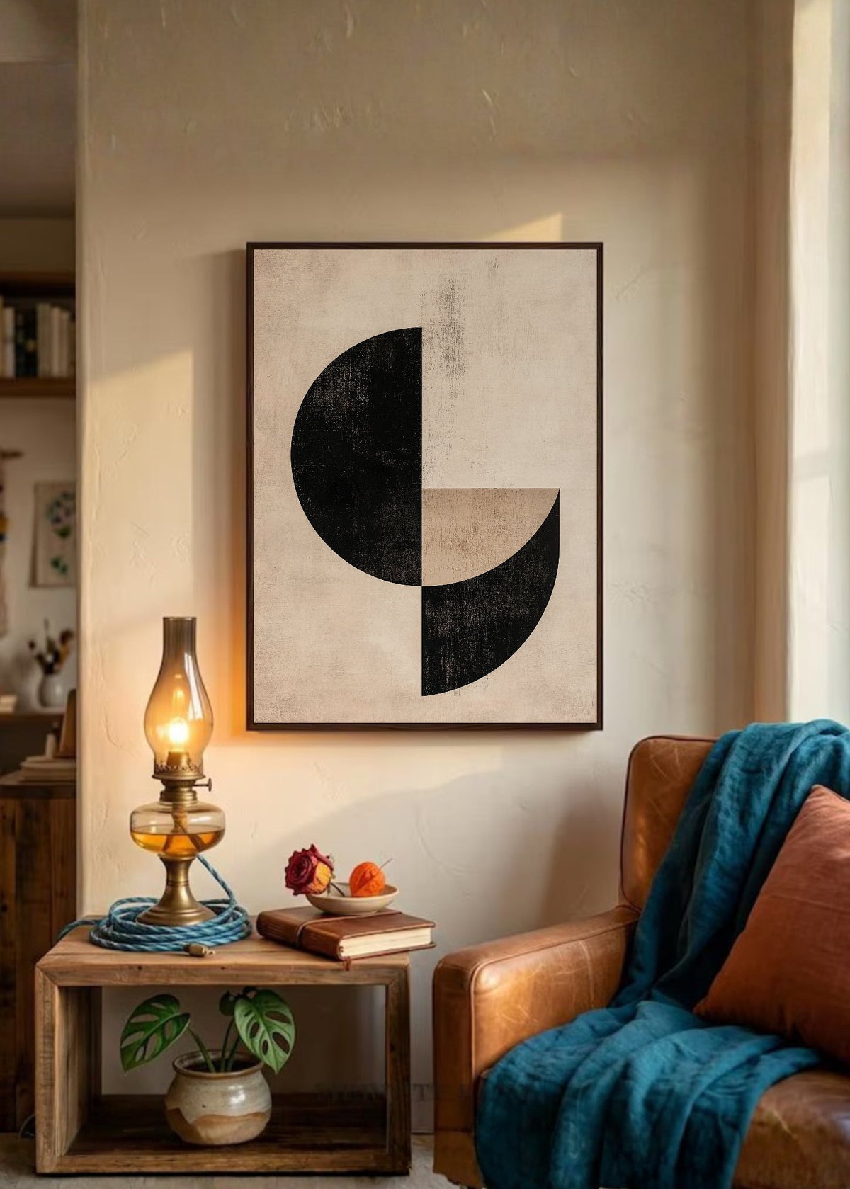 Cuadro Decorativo Trendy, Semicirculos Negro Beige