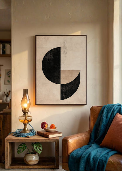 Cuadro Decorativo Trendy, Semicirculos Negro Beige