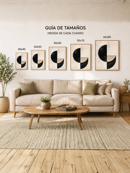 Cuadro Decorativo Trendy, Semicirculos Negro Beige